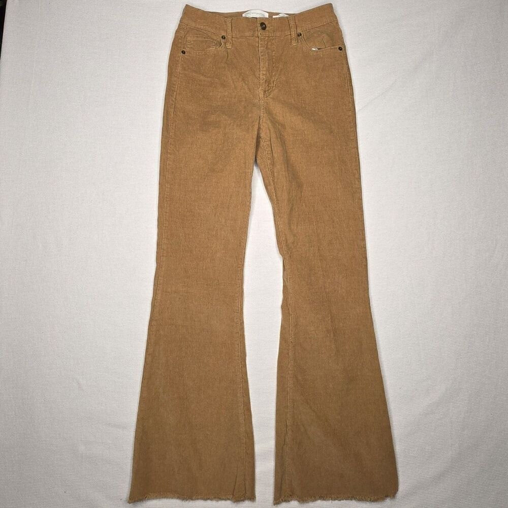 ReGeneration by Celebrity Pink Flower Beige Brown Corduroy Flare Leg Pants 5/27